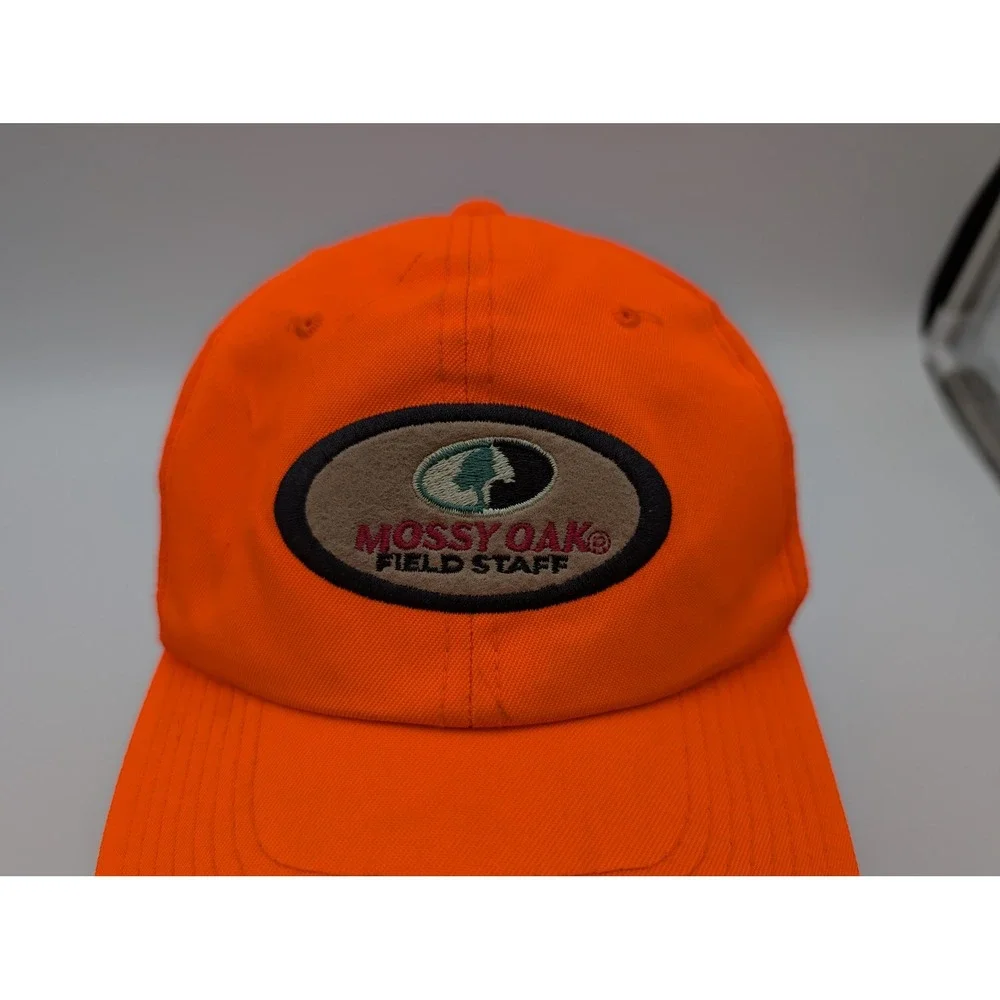 Mossy Oak Field Staff Blaze Orange Hunting Hat Adjustable Camo Brim Baseball Cap